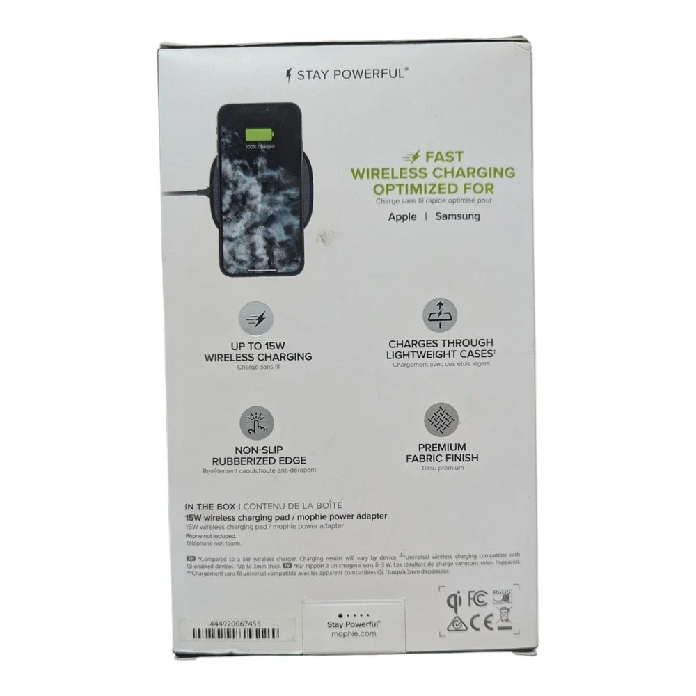 H3. Mophie Fast Charge 15W Wireless‎ Charging Pad Qi-Enabled - Black